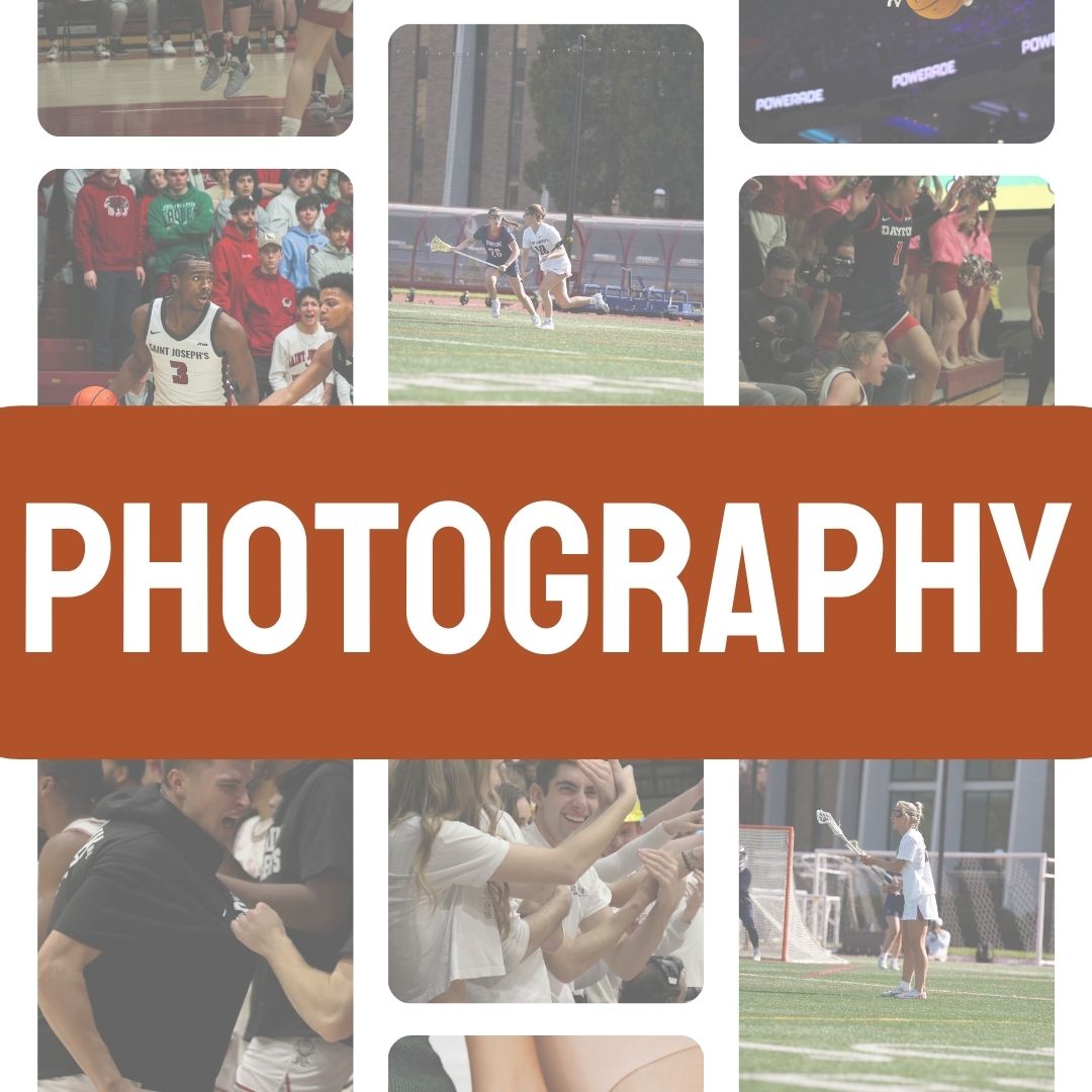 a collage image in the background with a bunch of different photos taken by AnnE Potter. In white text over a burnt orange box is titled Photography